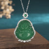 Green Agate Laughing Buddha Wealth Pendant Necklace - FengshuiGallary