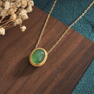 Green Chalcedony Lucky Pendant Necklace - FengshuiGallary
