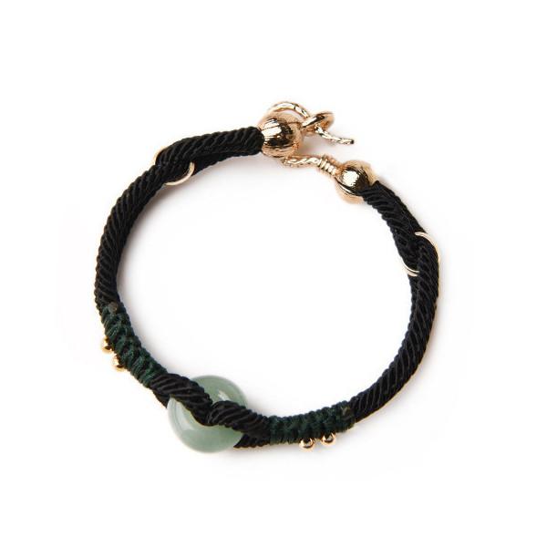 Green Jade 14k Gold Knot Lucky Rope Wealth Bracelet - FengshuiGallary