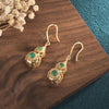 Green Jade Calabash Gold Wealth Earring - FengshuiGallary