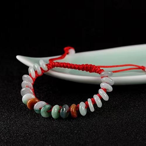 Green Jade Coin Lucky Bracelet-Red String - FengshuiGallary