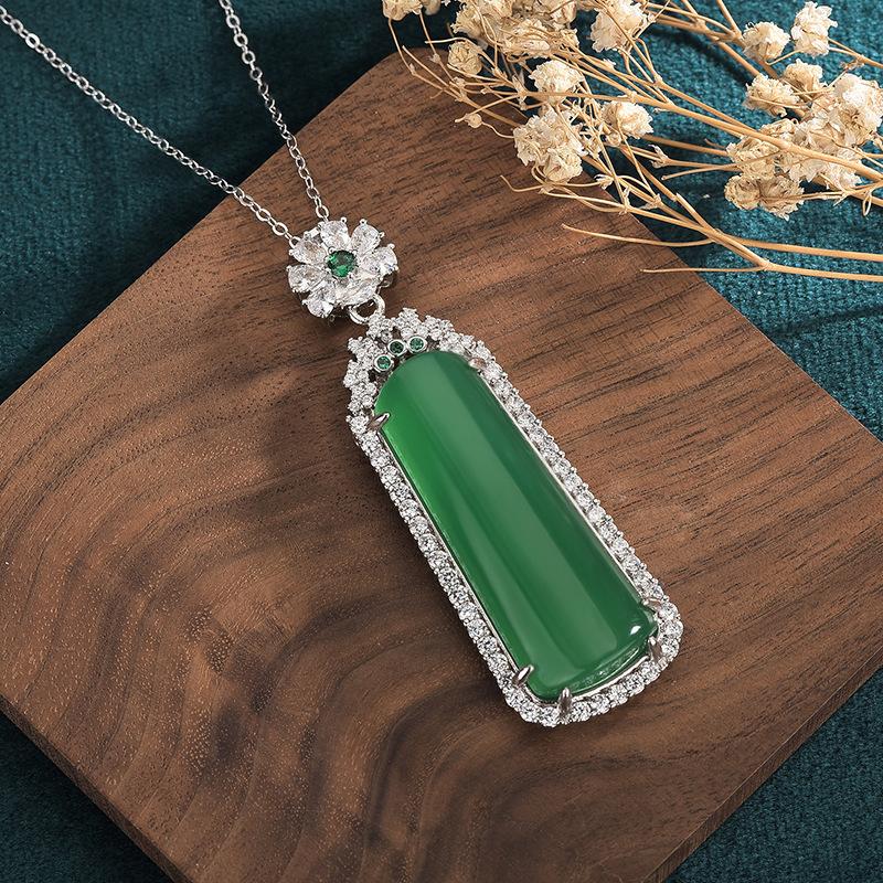 Green Jade Cubic Zirconia Crystals Healing Pendant - FengshuiGallary