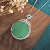 Green Jade Cubic Zirconia Crystals Wealth Pendant Necklace - FengshuiGallary