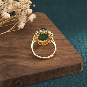 Green Jade Cubic Zirconia Wealth Ring - FengshuiGallary