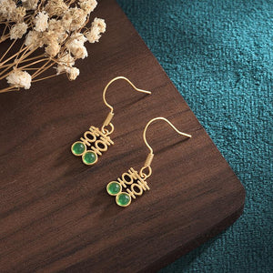 Green Jade Earrings-Double Happiness - FengshuiGallary