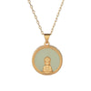 Green Jade Gold Guan Yin Buddha Protection Pendant Necklace - FengshuiGallary