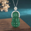 Green Jade Guanyin Buddha Cubic Zirconia Crystals Pendant Necklace - FengshuiGallary