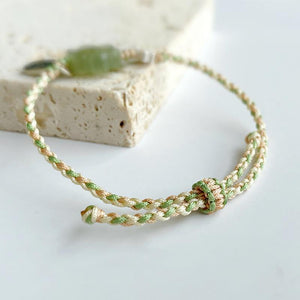 Green Jade Lotus Flower String Bracelet - FengshuiGallary
