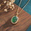 Green Jade Pendant-Cubic Zirconia Crystals - FengshuiGallary