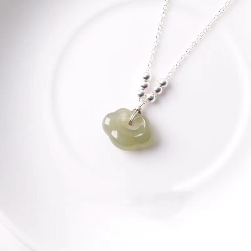 Green Jade Pendant Necklace-Ruyi Beads - FengshuiGallary
