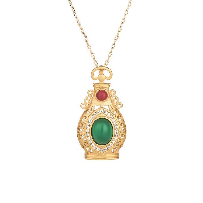 Green Jade Vase Lucky Pendant Necklace - FengshuiGallary