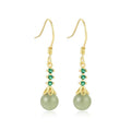 Green Jade Zirconia Crystal Dangle Earrings - FengshuiGallary