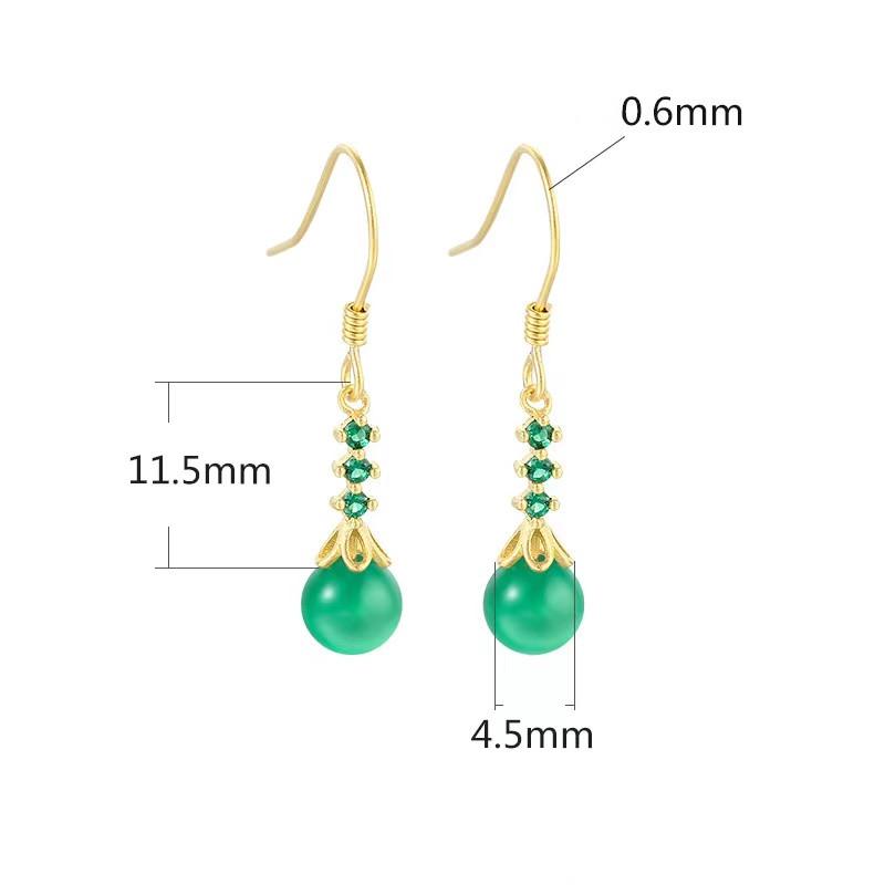 Green Jade Zirconia Crystal Dangle Earrings - FengshuiGallary