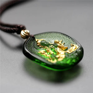 Green Tara Buddha 24K Gold Glaze Pendant Necklace - FengshuiGallary