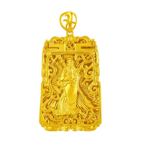 Guan Gong Gold Plated Wealth Pendant - FengshuiGallary