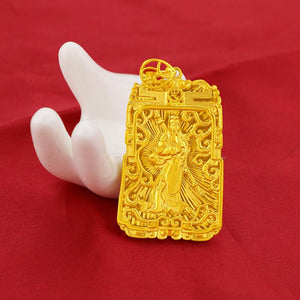 Guan Gong Gold Plated Wealth Pendant - FengshuiGallary
