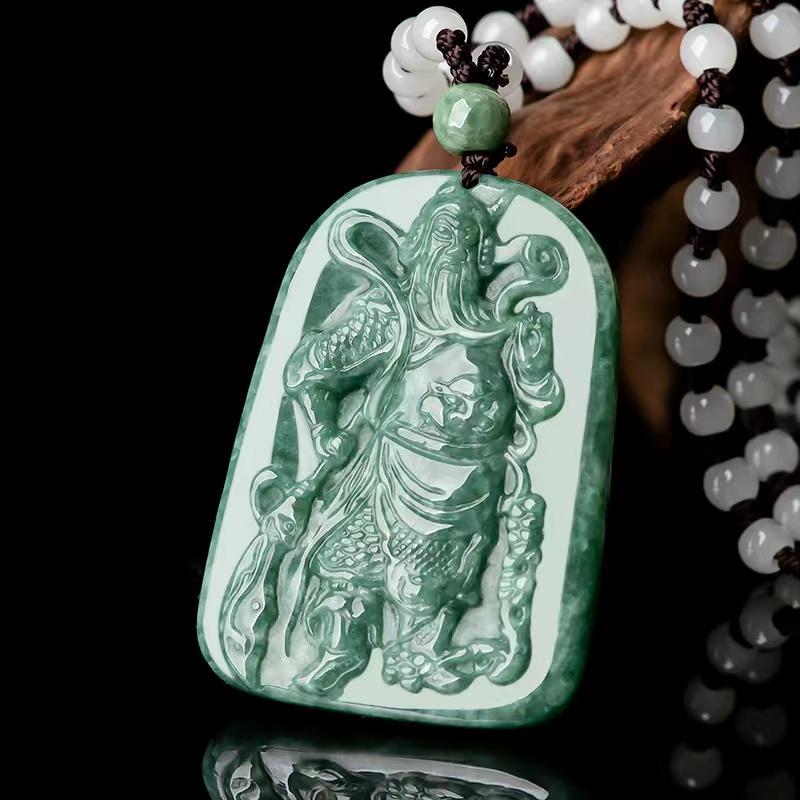 Guan Gong Wealth Pendant-Natural Grade A Jade - FengshuiGallary