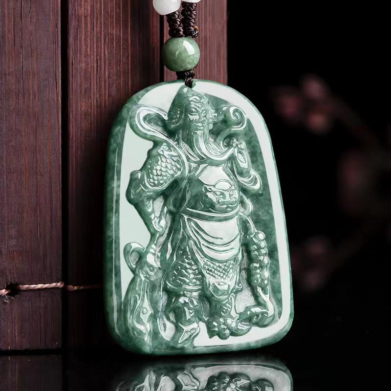 Guan Gong Wealth Pendant-Natural Grade A Jade - FengshuiGallary