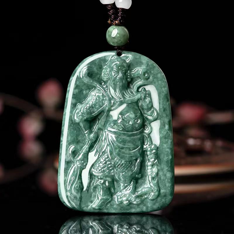 Guan Gong Wealth Pendant-Natural Grade A Jade - FengshuiGallary