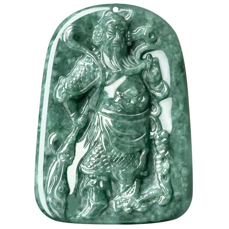 Guan Gong Wealth Pendant-Natural Grade A Jade - FengshuiGallary