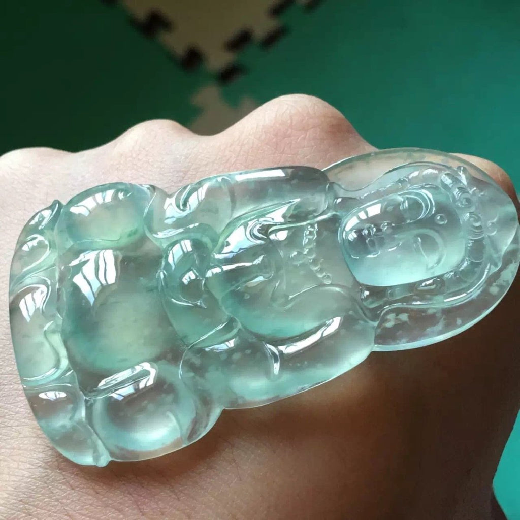 Guanyin Buddha Ice Jade Lucky Pendant - FengshuiGallary