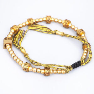 Handmade Tibetan Buddhist Six True Words Copper Beads Lucky Bracelet - FengshuiGallary