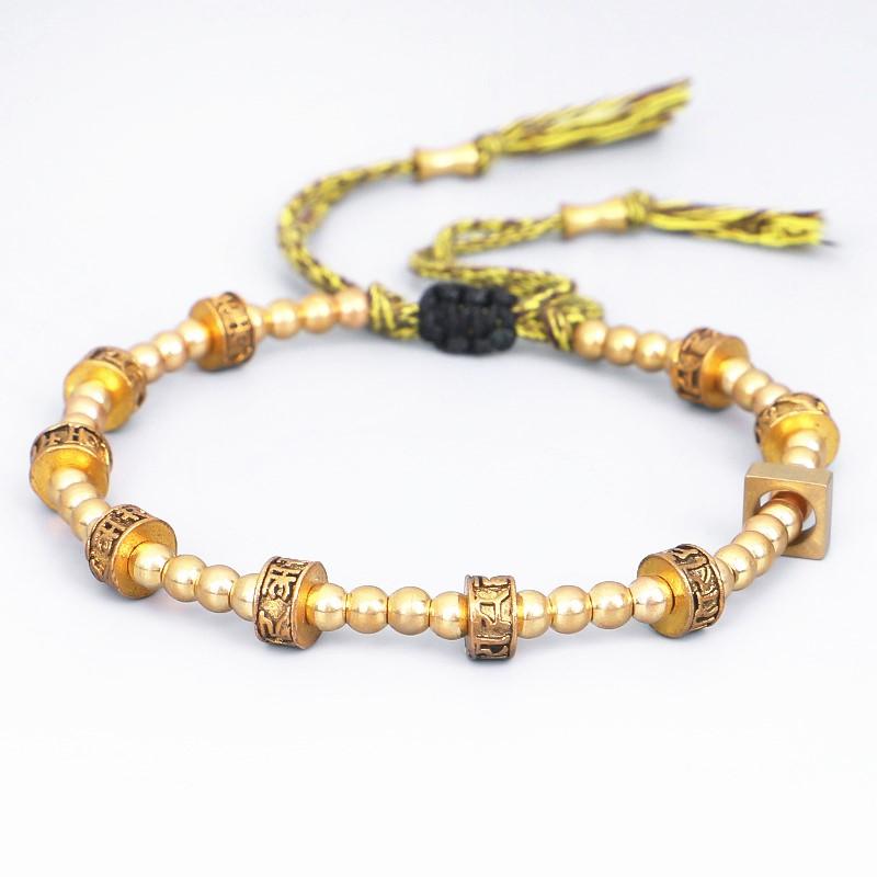 Handmade Tibetan Buddhist Six True Words Copper Beads Lucky Bracelet - FengshuiGallary