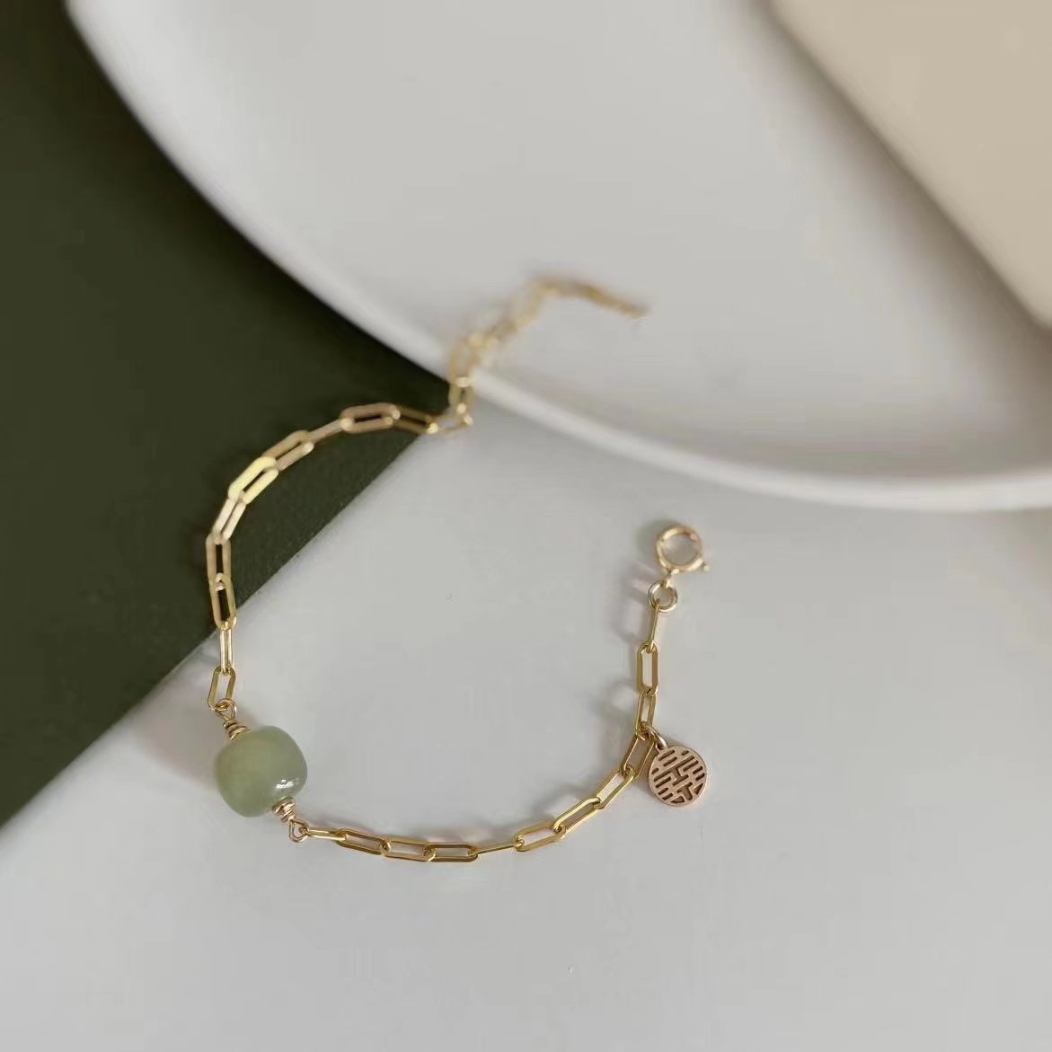 Hetian Jade Bracelet-Double Happiness - FengshuiGallary