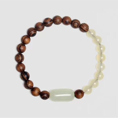 Hetian Jade Bracelet-Natural Agarwood Bead - FengshuiGallary