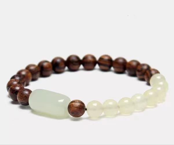 Hetian Jade Bracelet-Natural Agarwood Bead - FengshuiGallary