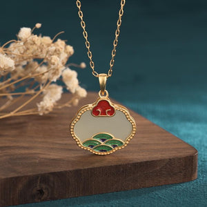 Hetian Jade Enamel Wealth Pendant Necklace - FengshuiGallary
