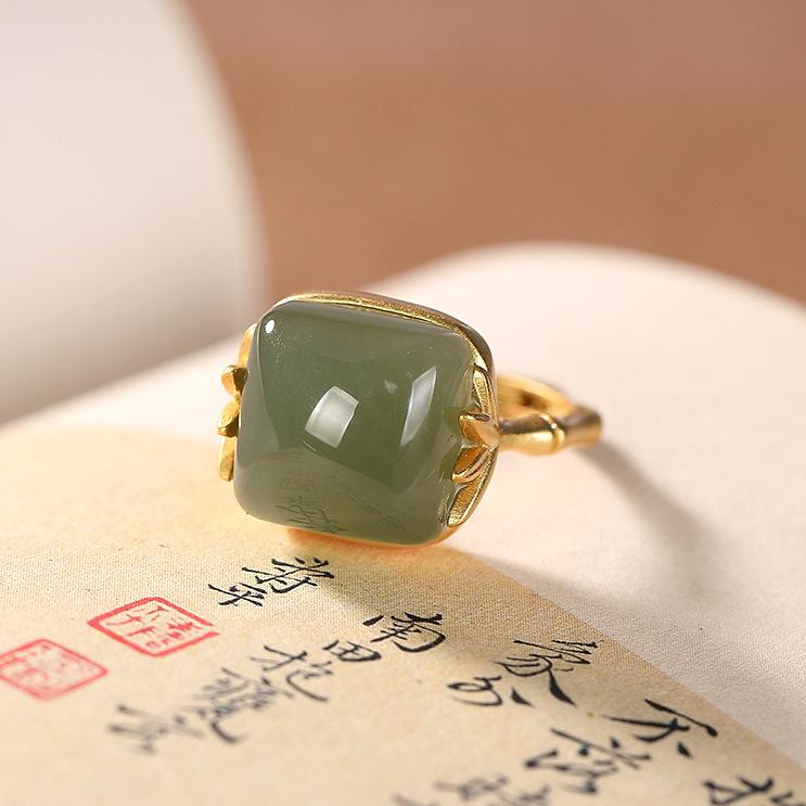 Hetian Jade Lotus Leaf Fengshui Ring - FengshuiGallary