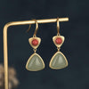 Hetian Jade Red Agate Wealth Earring - FengshuiGallary