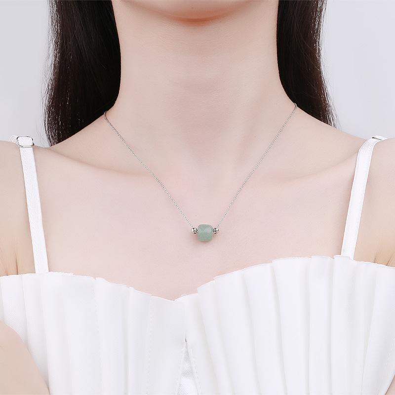 Hetian Jade Stone 925 Silver Necklace - FengshuiGallary