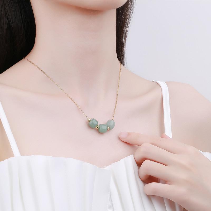 Hetian Jade Stone 925 Silver Necklace - FengshuiGallary
