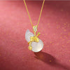 Hetian White Jade Calabash Lotus Leaf Pendant Necklace - FengshuiGallary