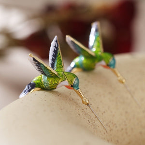 Hummingbird Enamel Lucky Earrings - FengshuiGallary