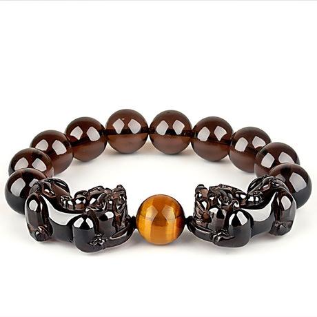 Ice Black Obsidian Double Pixiu Wealth Bracelet - FengshuiGallary