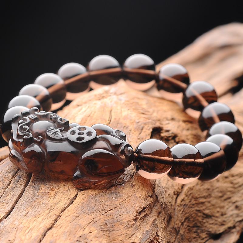 Ice Black Obsidian Pixiu Feng Shui Coin Wealth Bracelet - FengshuiGallary