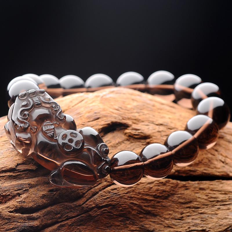 Ice Black Obsidian Pixiu Feng Shui Coin Wealth Bracelet - FengshuiGallary