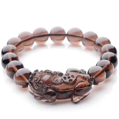 Ice Black Obsidian Pixiu Feng Shui Coin Wealth Bracelet - FengshuiGallary