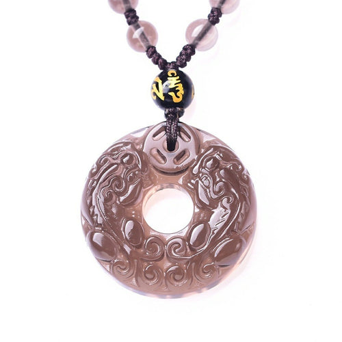 Ice Obsidian Double Pixiu Protection Pendant Necklace - FengshuiGallary