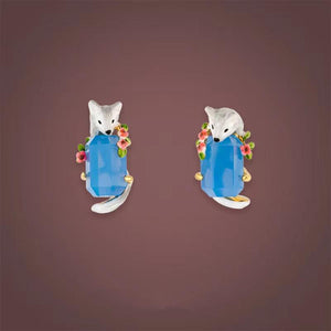 Infinite Wisdom Fox Blue Crystal Earrings - FengshuiGallary