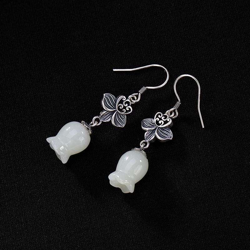 Jade Earrings-Magnolia Flower - FengshuiGallary
