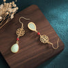 Jade Earrings-Red Agate Beads - FengshuiGallary