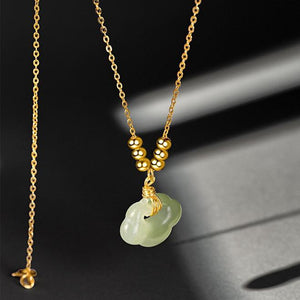 Jade Ru Yi Pendant Silver Necklace - FengshuiGallary