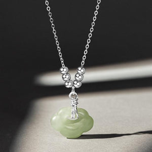 Jade Ru Yi Pendant Silver Necklace - FengshuiGallary