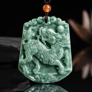 Kirin Natural Jade Pendant-Kylin-Klin - FengshuiGallary