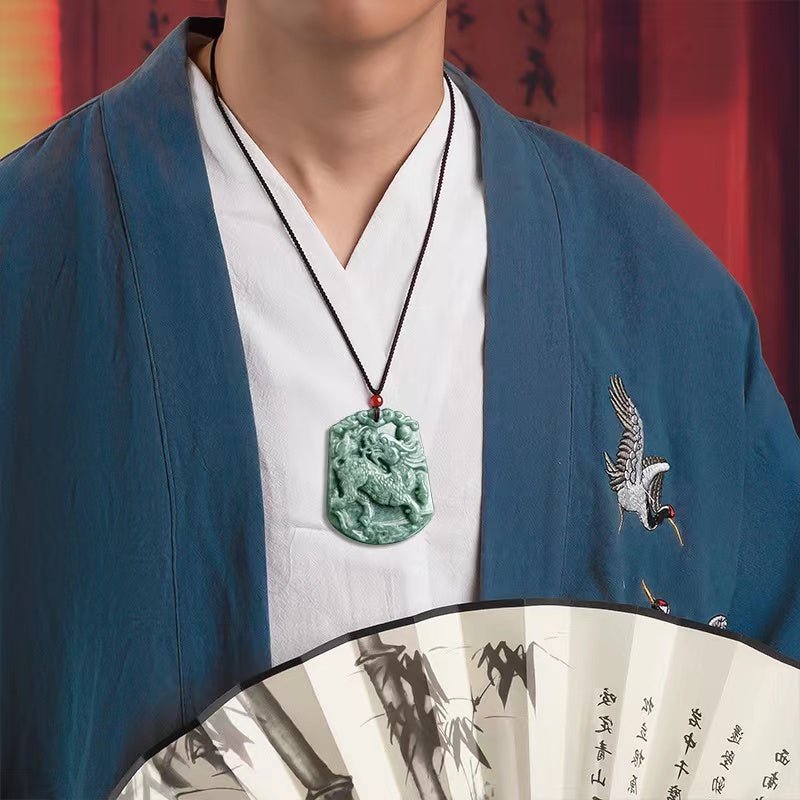 Kirin Natural Jade Pendant-Kylin-Klin - FengshuiGallary