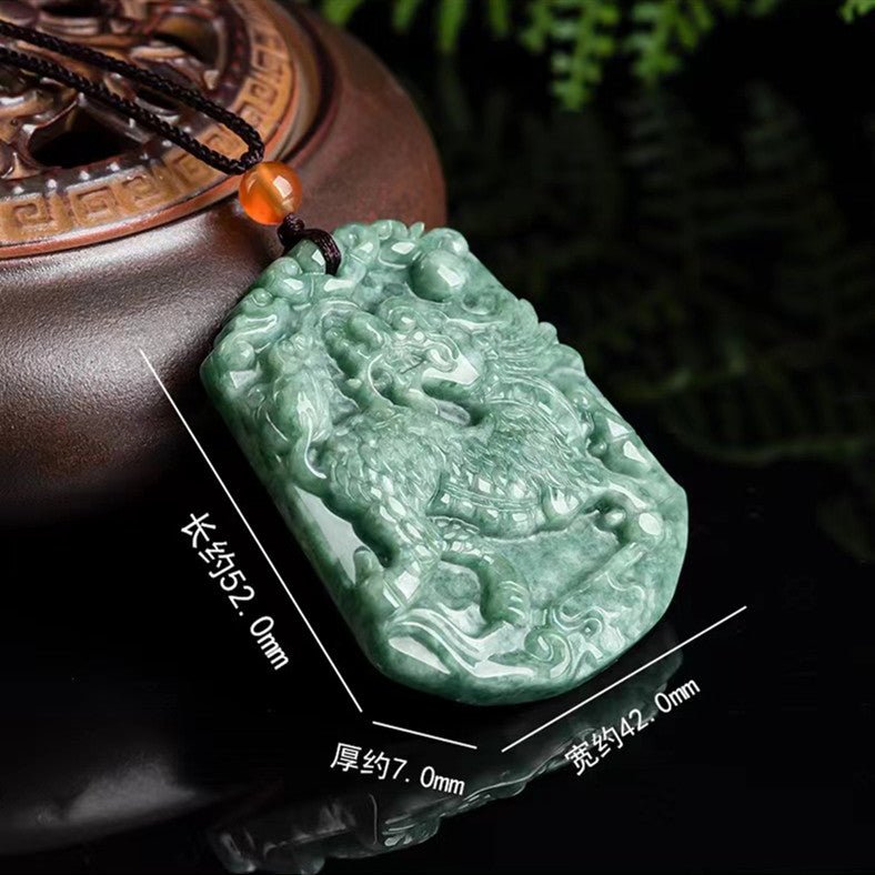 Kirin Natural Jade Pendant-Kylin-Klin - FengshuiGallary